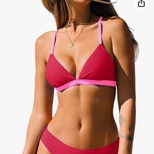 Cupshe red& pink bikini top only size small
